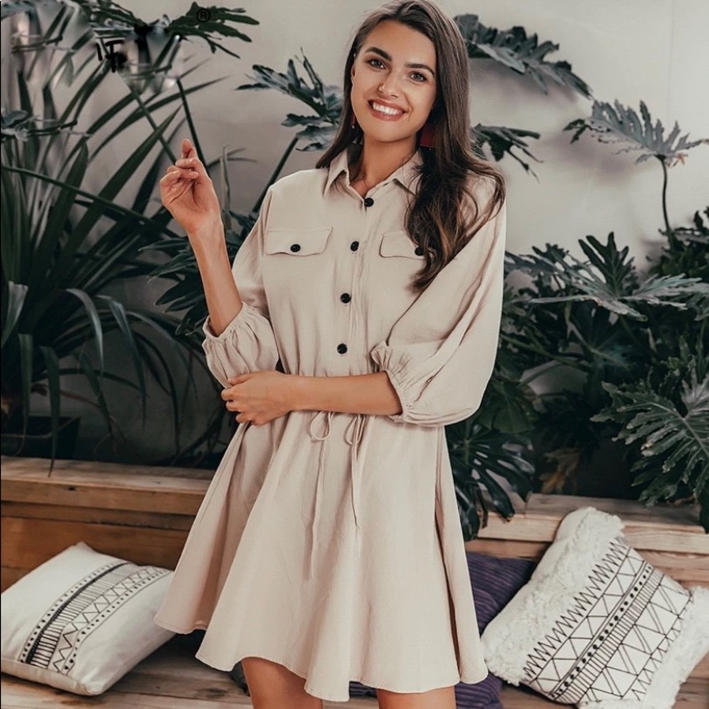 Linen Shirt Dress Size S